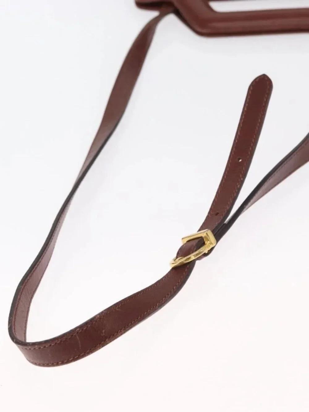 Salvatore Ferragamo Gancini Shoulder Bag Leather Brown Gold Auth 159579